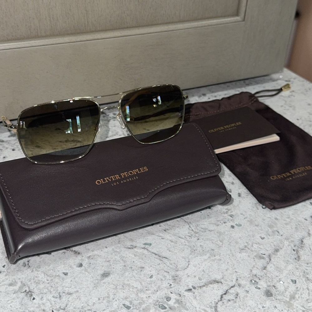 OLIVER PEOPLES Clifton 5035/85 Rectangle Sunglasses Gold Frame NEW AUTHENTIC - Picture 4 of 14